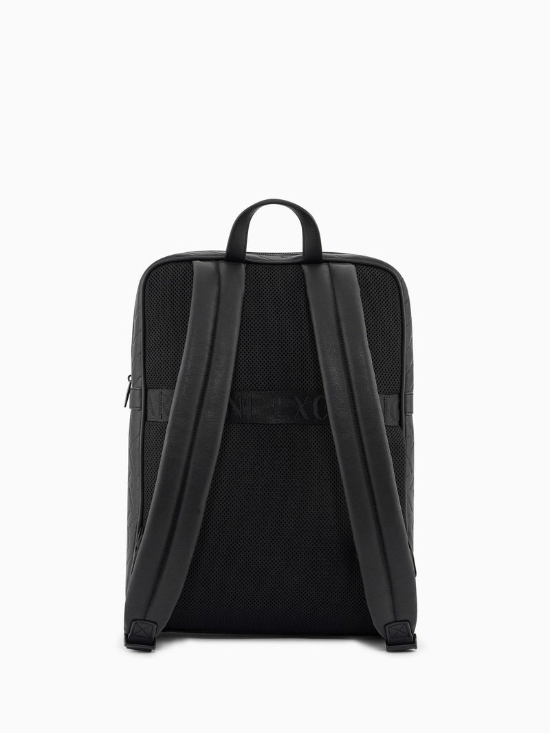 Armani Exchange Ginevra black faux leather backpack 40cm, imported from the UK
