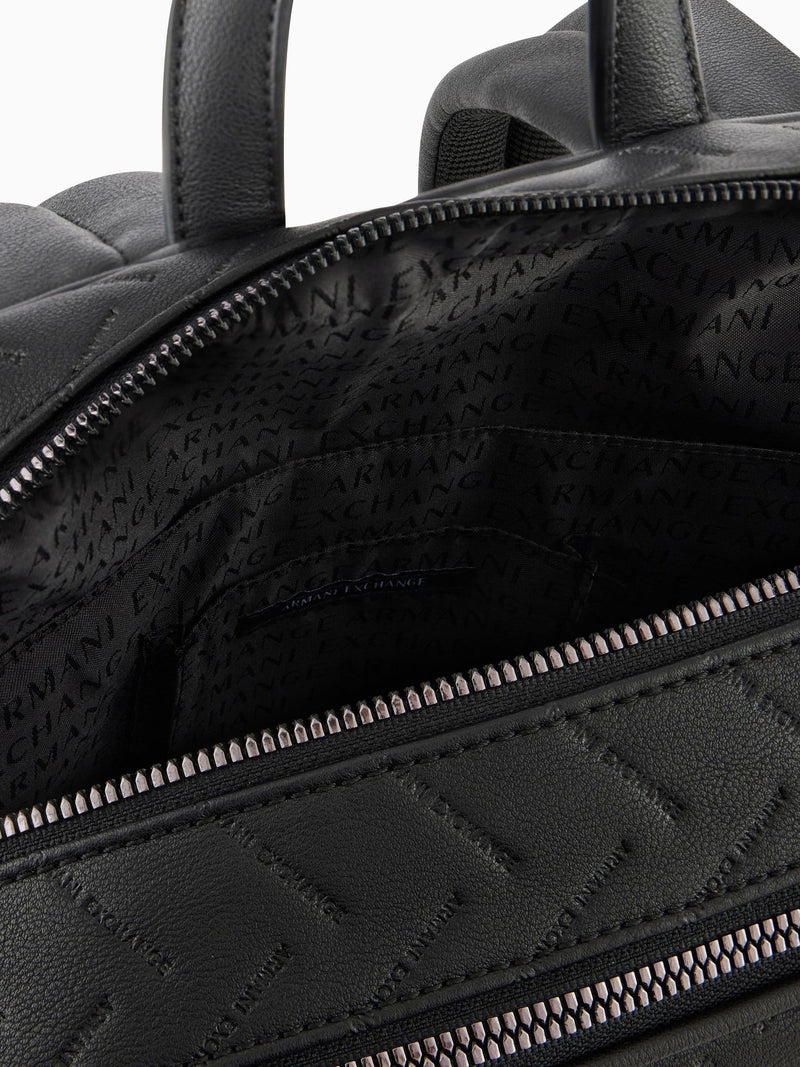 Armani Exchange Ginevra black faux leather backpack 40cm, imported from the UK