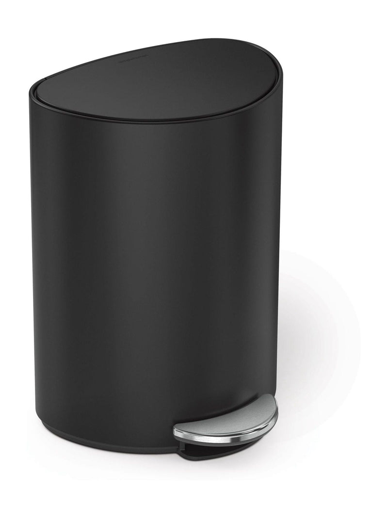 simplehuman white 6 litre semi-round bathroom pedal bin - British product