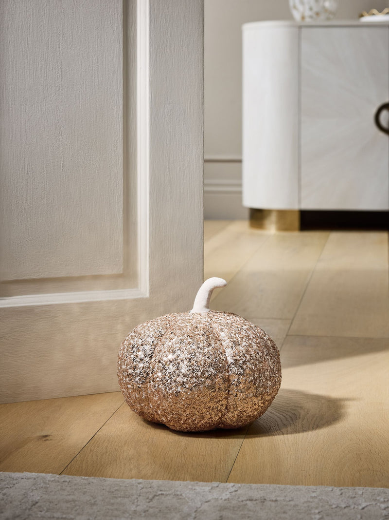 Gold sequin pumpkin doorstop 15cm - British product
