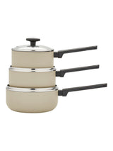 Next Morphy Richards 3 Piece Cream Aluminium Saucepan Set- Buy online at McGrocer