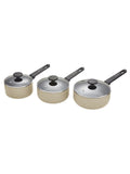 Morphy Richards 3-piece cream aluminium saucepan set - British product