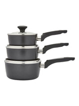 Next Morphy Richards 3 Piece Graphite Forged Aluminium Pan Set (16cm, 18cm, 20cm)- Buy online at McGrocer