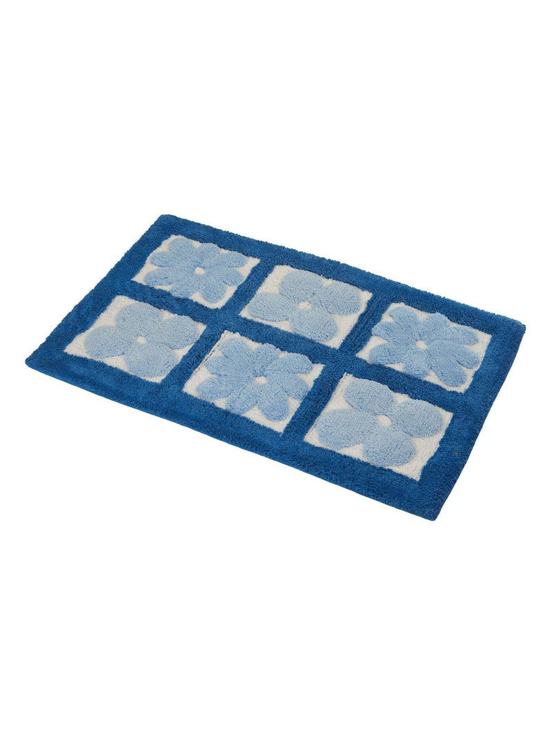 Showerdrape Blue Fiore floral bath mat 50cm width, UK version