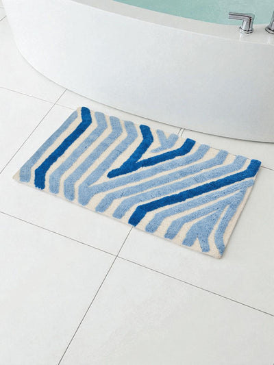 Next Showerdrape Blue Barbican Striped Bath Mat 5cm x 50cm- Buy online at McGrocer