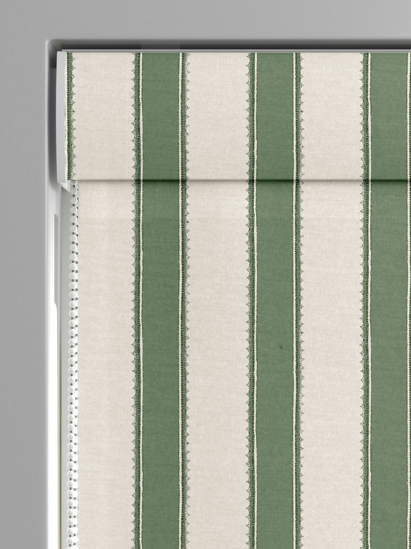 Laura Ashley roman blind green Denwick Stripe made to measure - British product