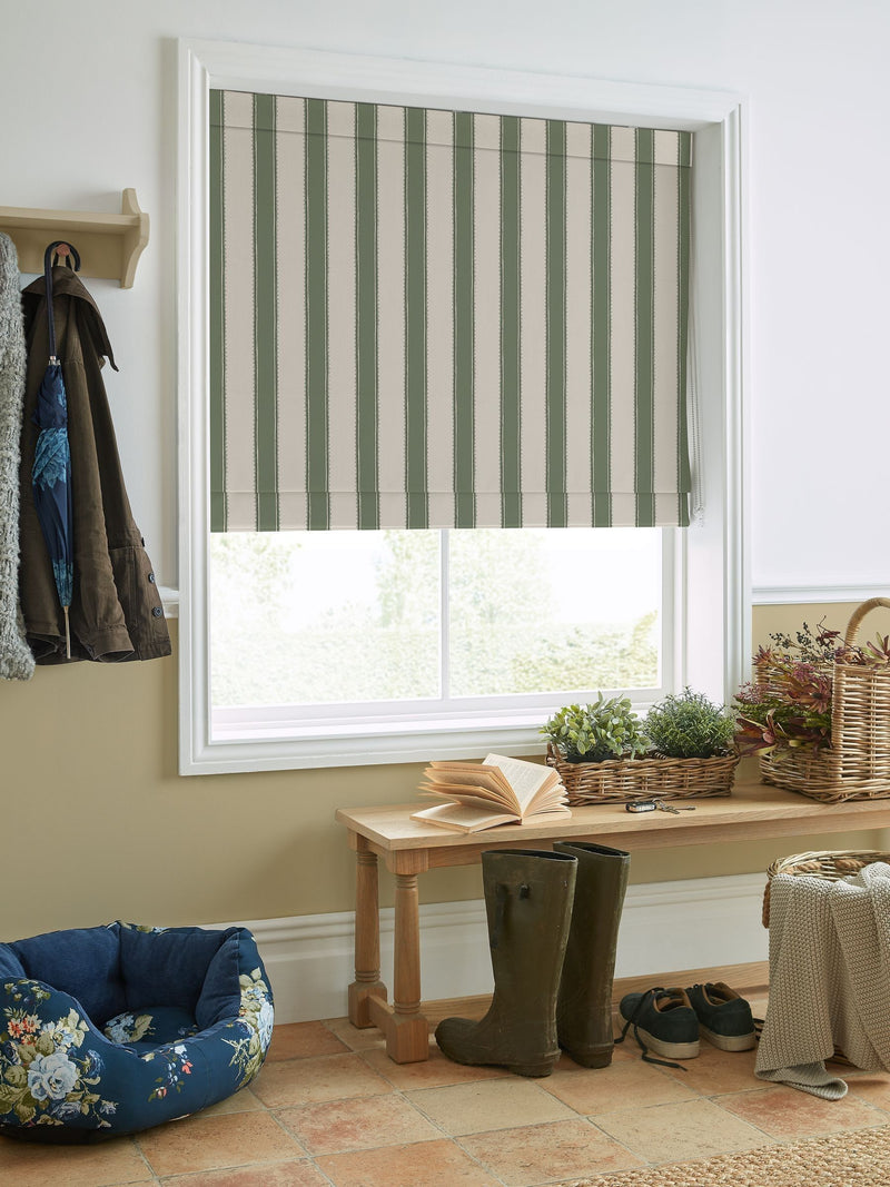 Laura Ashley roman blind green Denwick Stripe made to measure - British product