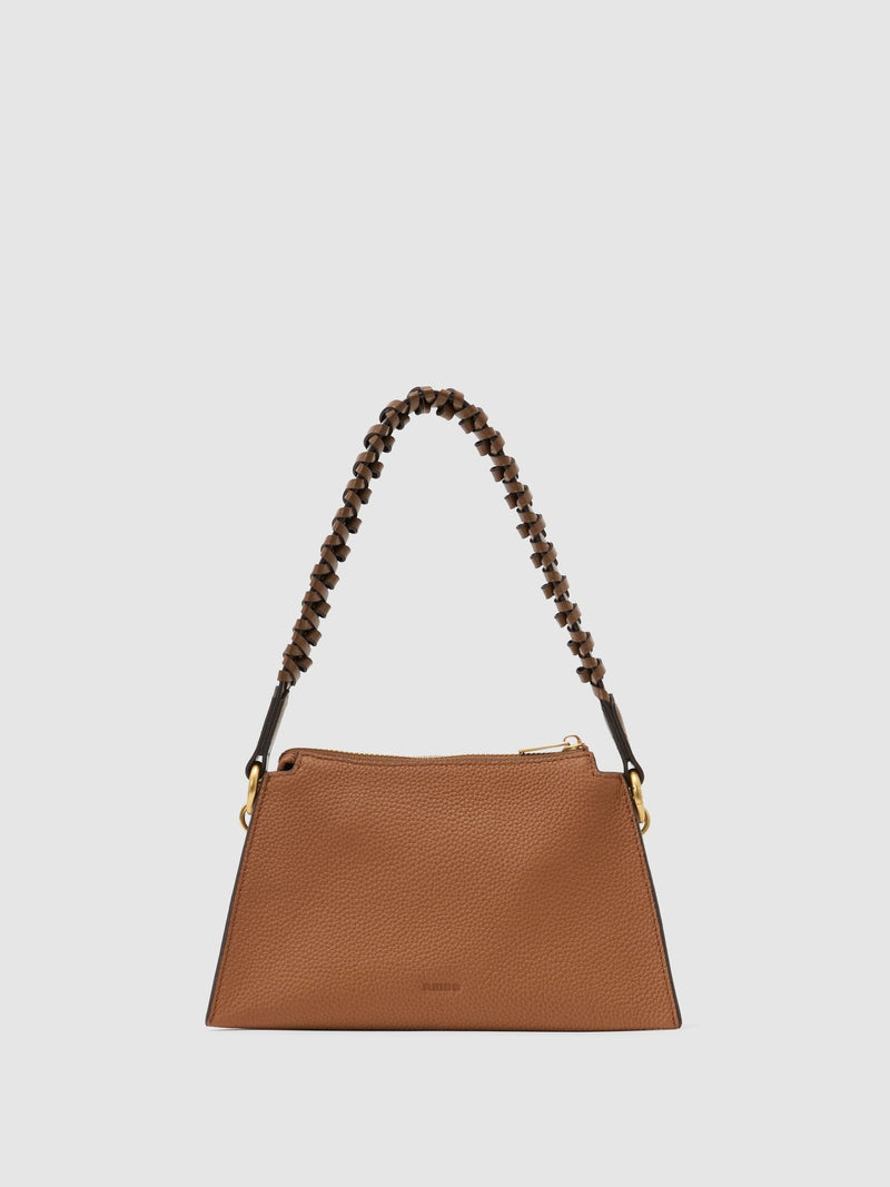 Reiss tan Avery embossed suede leather top-handle bag, UK version