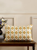 Next Nina Campbell Ochre Ikat Stripe Embroidered Cushion 30cm x 50cm- Buy online at McGrocer