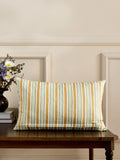 Nina Campbell ochre ikat stripe embroidered cushion 30cm, imported from the UK