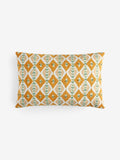 Nina Campbell ochre ikat stripe embroidered cushion 30cm, imported from the UK
