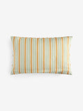Nina Campbell ochre ikat stripe embroidered cushion 30cm, imported from the UK