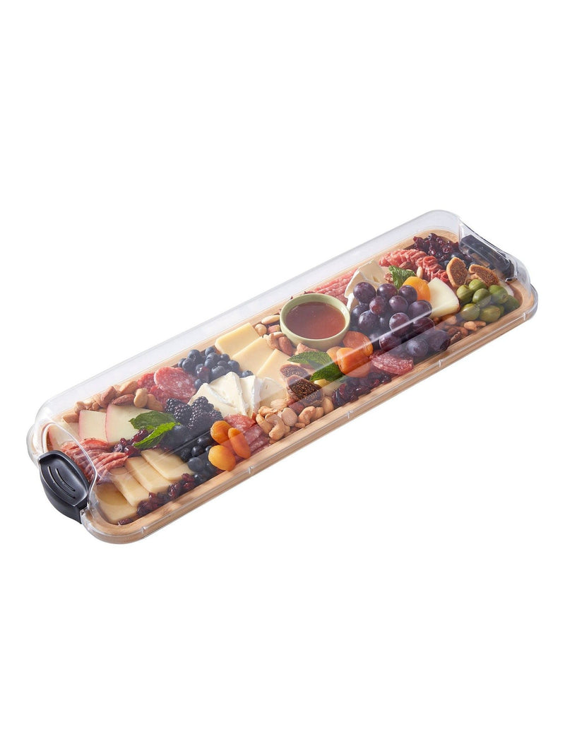 Farberware bamboo platter with clear lid, imported from the UK