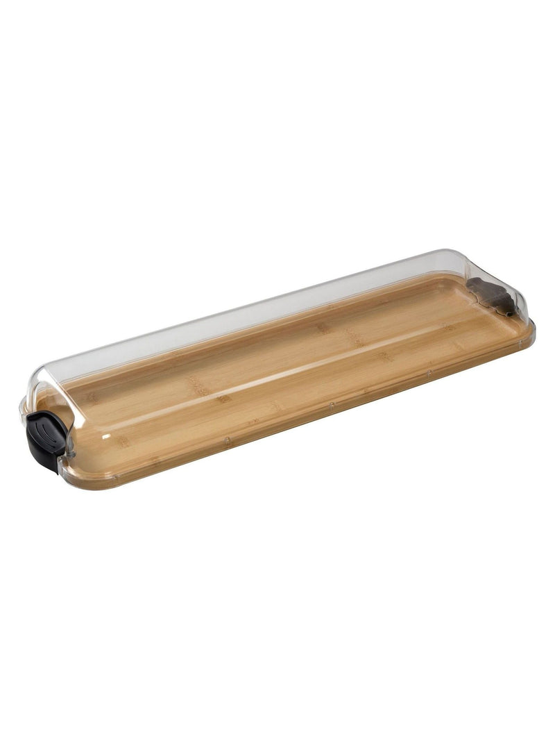 Farberware bamboo platter with clear lid, imported from the UK
