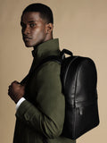 Charles Tyrwhitt black grain leather backpack, imported from the UK