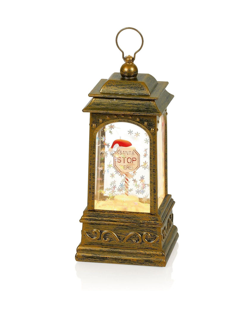 Premier Decorations Christmas lantern with glitter water figurine 21cm (British brand)
