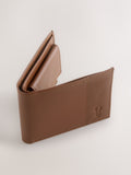 Tan brown leather bifold wallet with stag embossing (British brand)