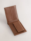 Tan brown leather bifold wallet with stag embossing (British brand)