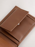 Tan brown leather bifold wallet with stag embossing (British brand)