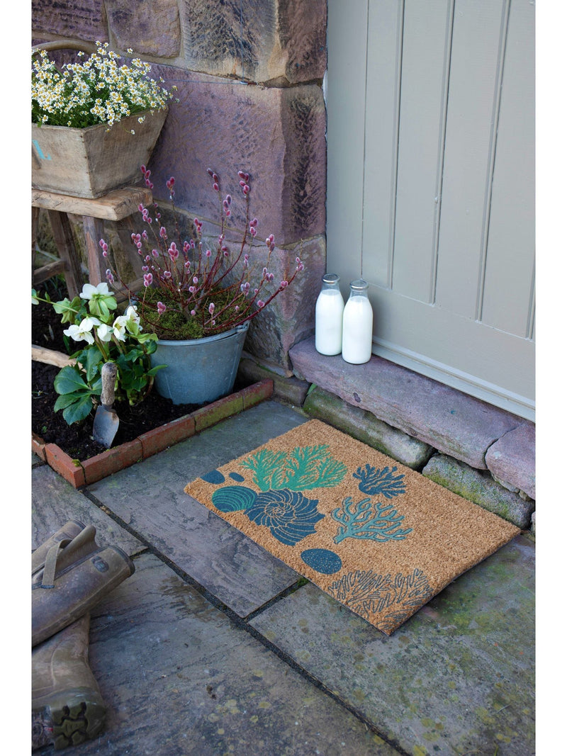 Artsy Mats brown coral and shells doormat 60x40cm (British brand)