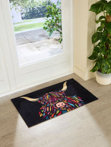 Next Artsy Mats Black Highland Cow Indoor Washable Doormat- Buy online at McGrocer