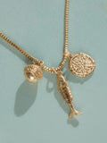 Tabitha Simmons gold tone layered charm necklace, imported from the UK