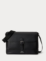Next Polo Ralph Lauren Black Pebbler Leather Large Messenger Bag- Buy online at McGrocer