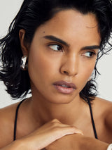 Next Reiss Silver Tone Halle Sculpted Hoop Earrings- Buy online at McGrocer
