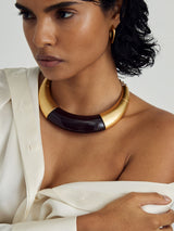 Next Reiss Gold Tone Paige Curve Resin Choker Necklace- Buy online at McGrocer