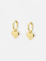 Next Oliver Bonas Gold Plated Cora Engraved Heart Charm Hoop Drop Earrings- Buy online at McGrocer