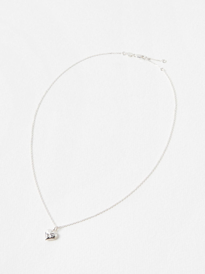 Oliver Bonas sterling silver Cora heart pendant necklace, UK version