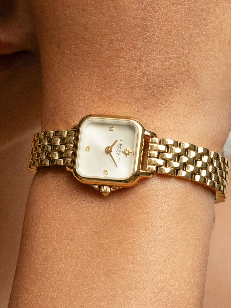 Olivia Burton gold tone watch Mini Grosvenor 20mm, imported from the UK