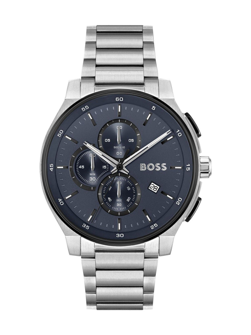BOSS Silver Tone Peak Chronograph watch 44mm, imported from the UK