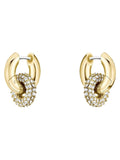 BOSS gold tone huggie earrings with crystal pave, 14mm, UK version