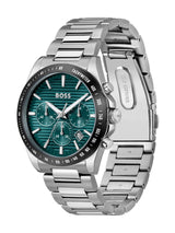 Next BOSS Strike Chronograph Silver Tone Teal Dial Watch 41mm- Buy online at McGrocer