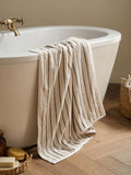Yard Olive Hebden narrow stripe cotton towel, UK version