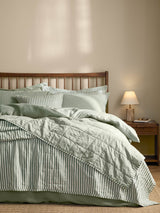 Next Yard ForestBay Green Hebden Stripe Stonewashed Cotton Bedspread- Buy online at McGrocer