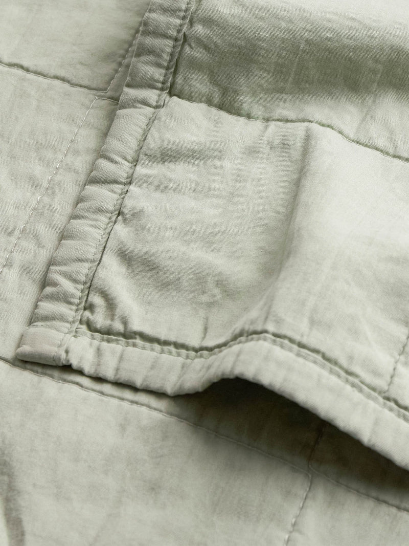Yard Bay green stonewashed cotton bedspread, imported from the UK