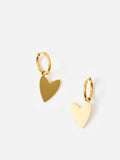 Oliver Bonas gold tone heart huggie earrings, imported from the UK