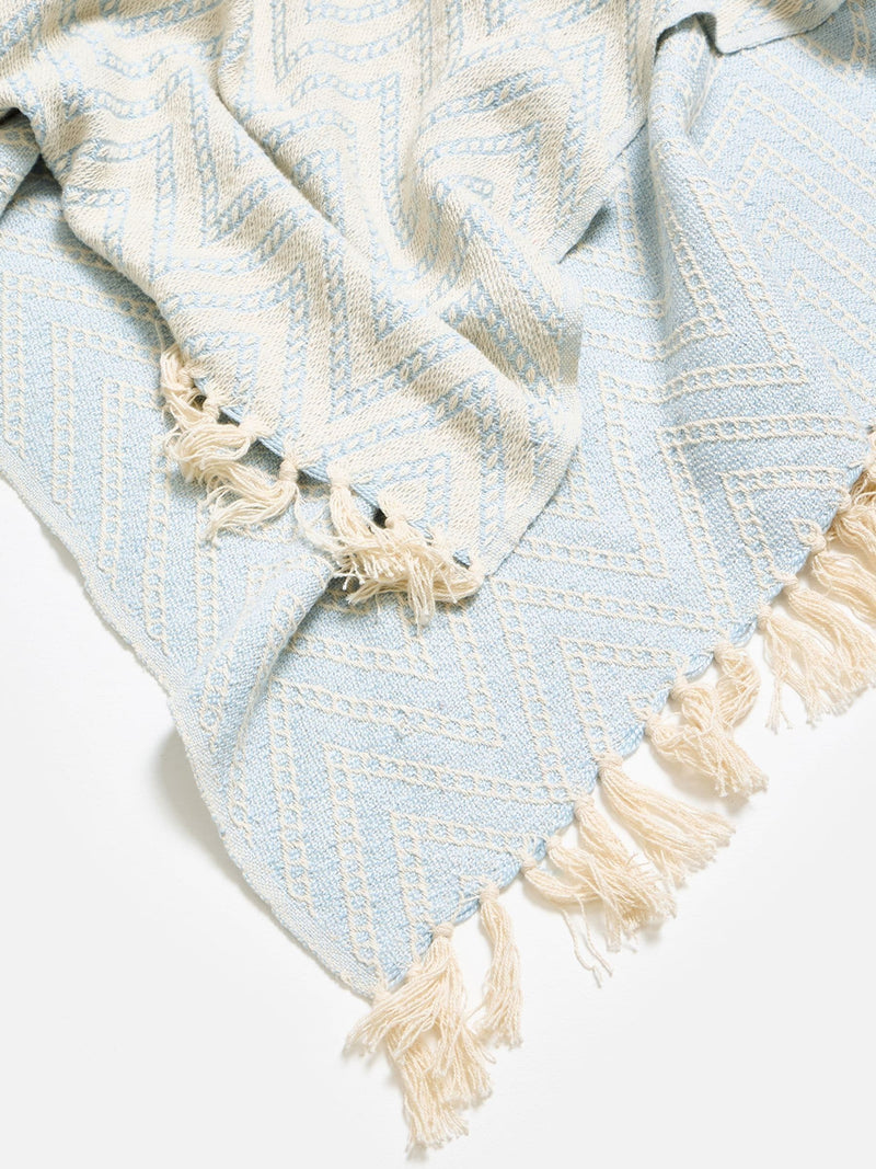 Oliver Bonas chevron throw blue cream 130x170cm - British product