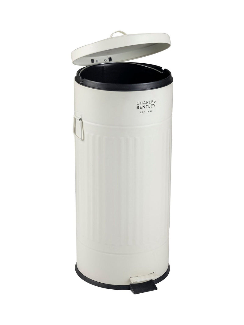 Charles Bentley cream retro pedal bin 30L, UK version