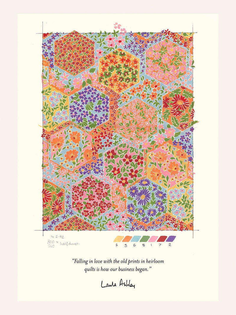 Laura Ashley Multi Fulford Patchwork large wall art frame, UK version