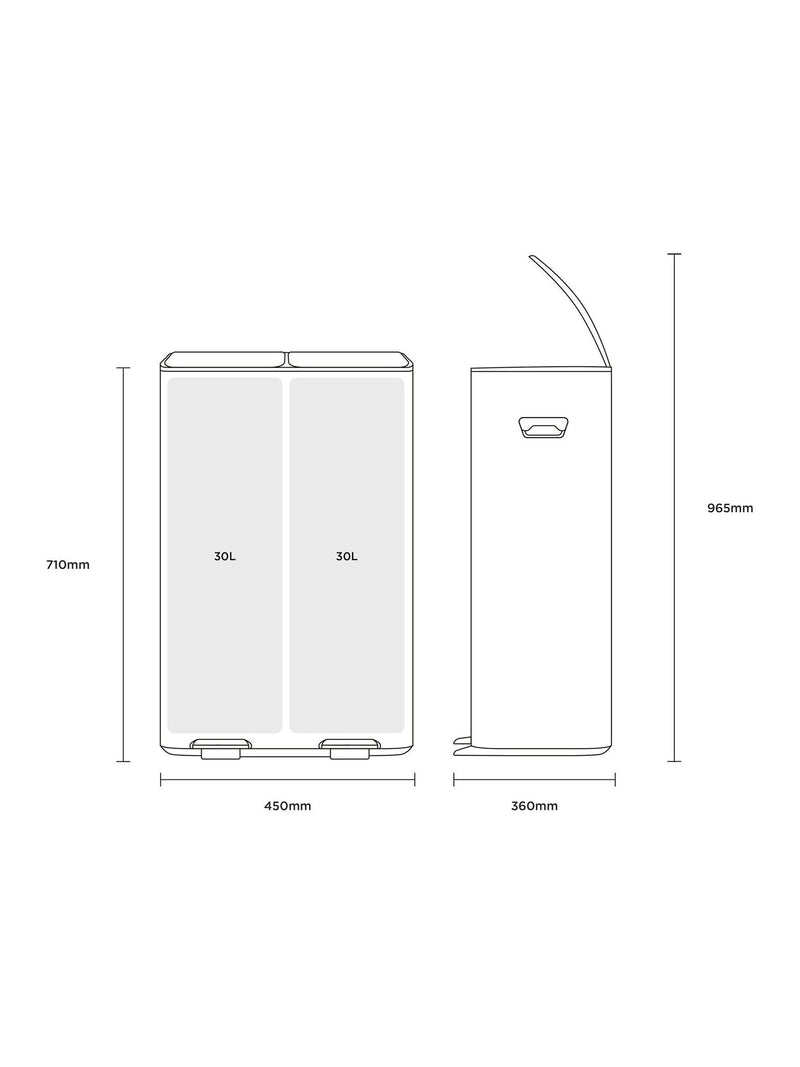 Charles Bentley kitchen bin grey double compartment 30L, UK version