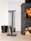Snug Black Redwood fireside companion set (British brand)