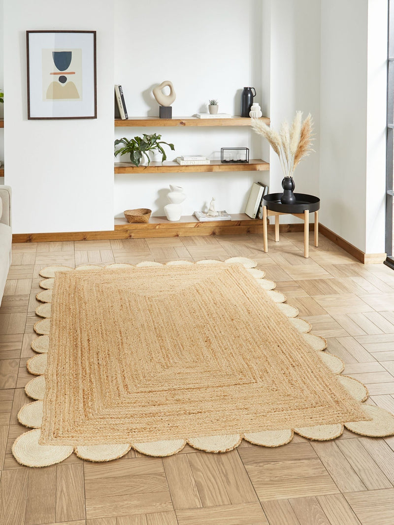 Think Rugs jute rug Natural Savannah Scallop, imported from the UK