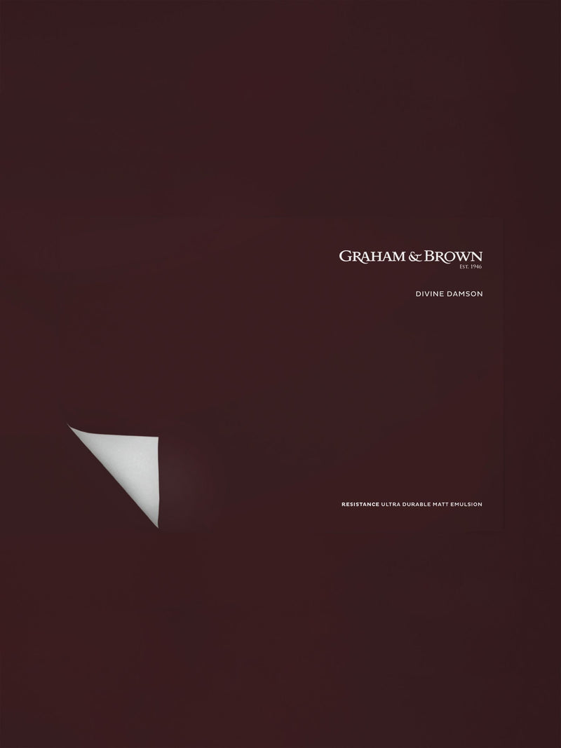 Graham & Brown Divine Damson paint sample, UK version