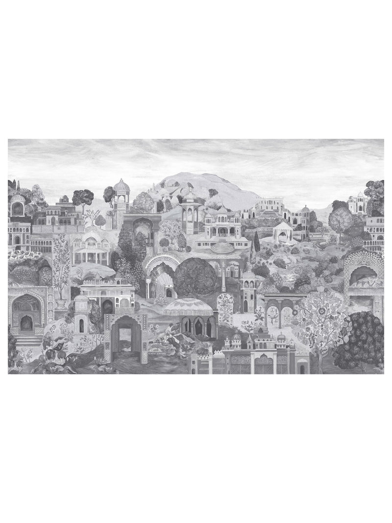Graham & Brown Monochrome The Lost City A4 wallpaper sample, imported from the UK