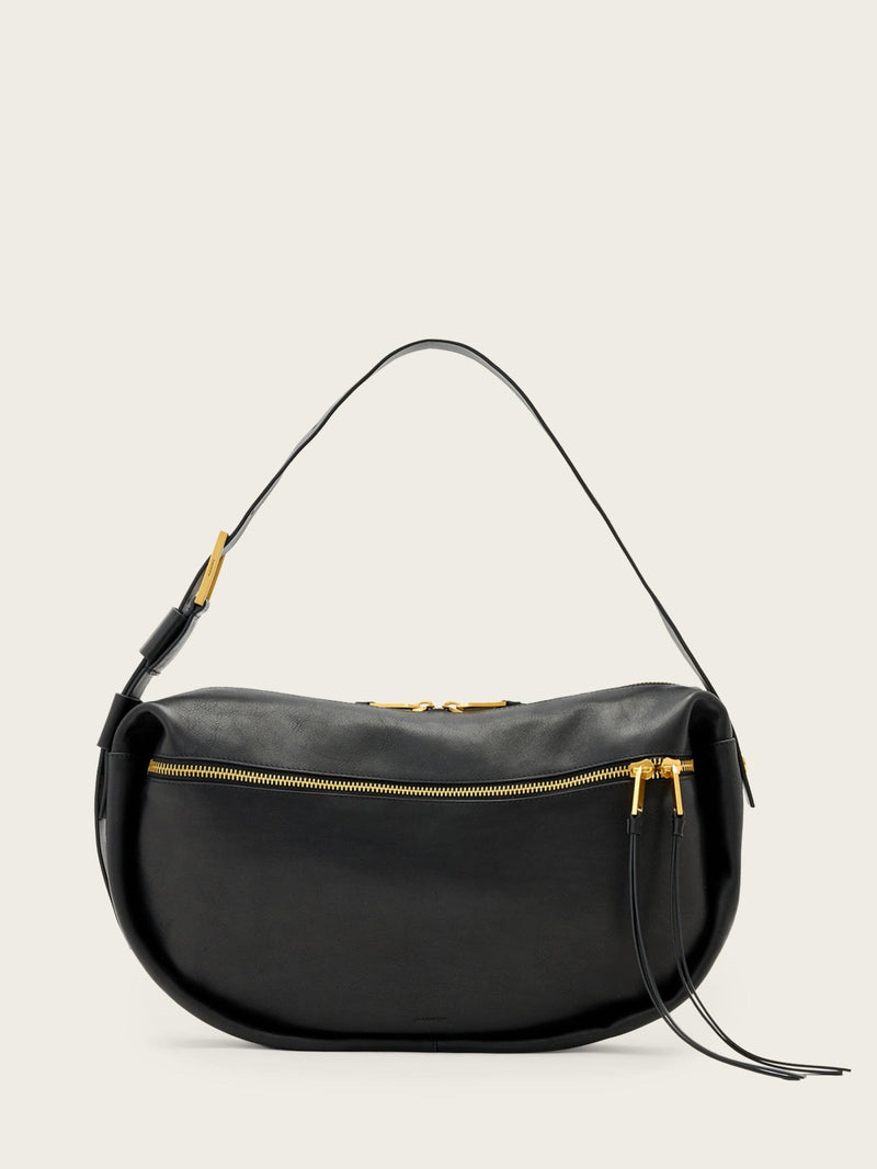 AllSaints Black Noemie shoulder bag, imported from the UK