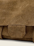 AllSaints brown suede Ursa satchel bag, imported from the UK