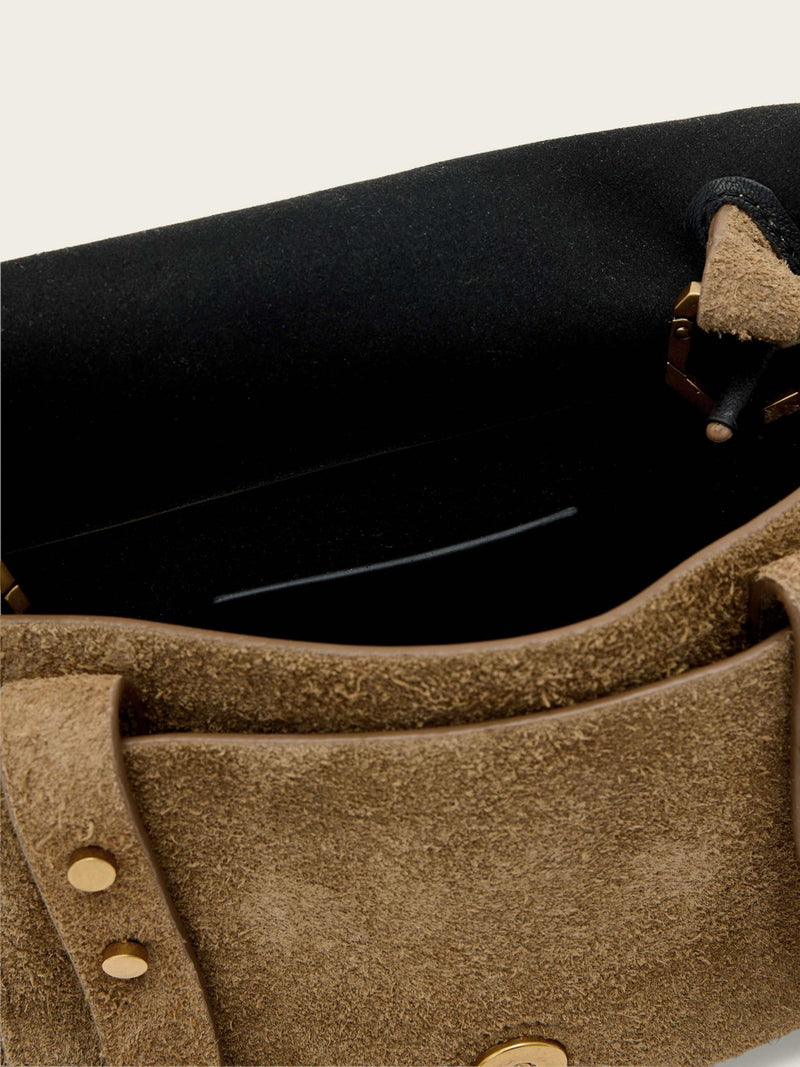 AllSaints Ursa Mini Suede Cross-Body Bag in brown, UK version